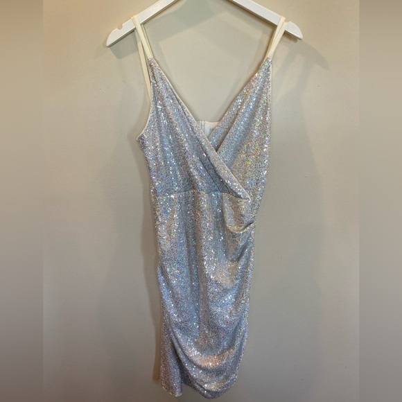 Grace Karin Sparkling Sequins Silver Party Cocktail Dress Medium - Picture 1 of 7